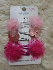 Girls' Pink Butterfly and Tulle Hair Clips Set