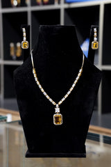 Yellow Gemstone Necklace and Earring Set
