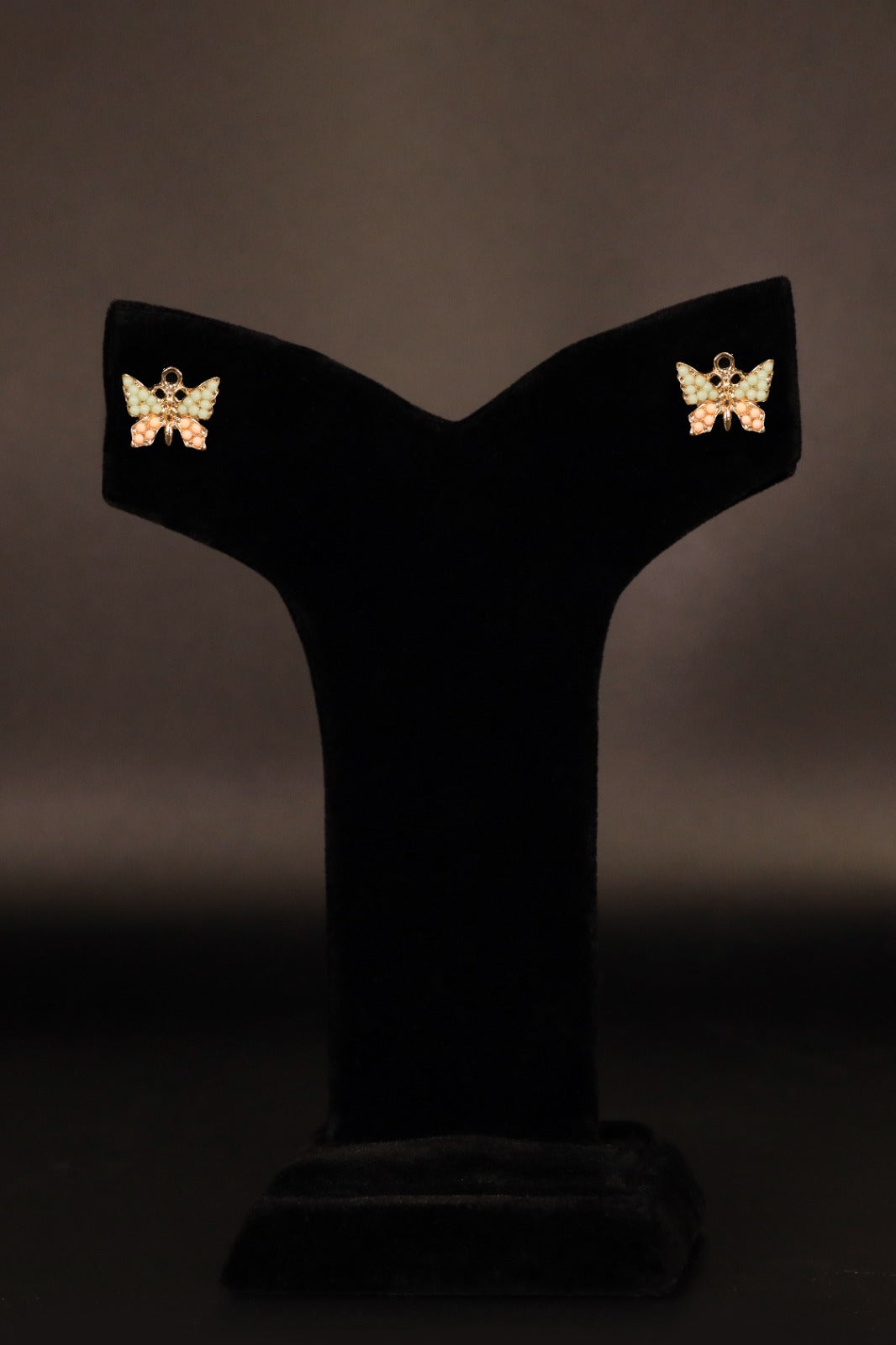 Light Pink & Green Butterfly Earrings