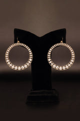 Large Golden Hoop Earrings with Crystals