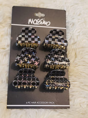 Geometric Print Hair Claw Clip Set (Black & White)