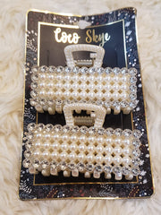 Coco Skye Pearl and Crystal Hair Clips Set