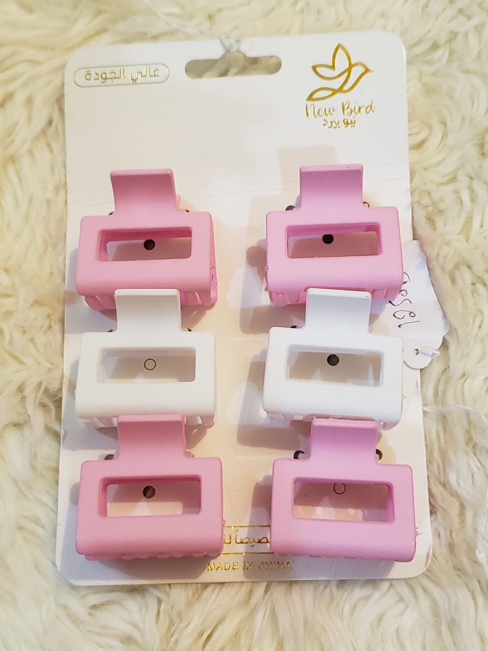 Marbled Pink & White Mini Hair Clips