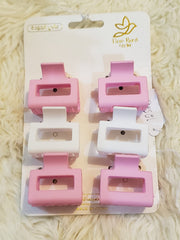 Marbled Pink & White Mini Hair Clips