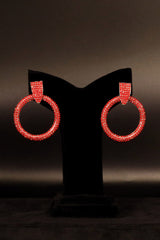 Red Gemstone Round Earrings