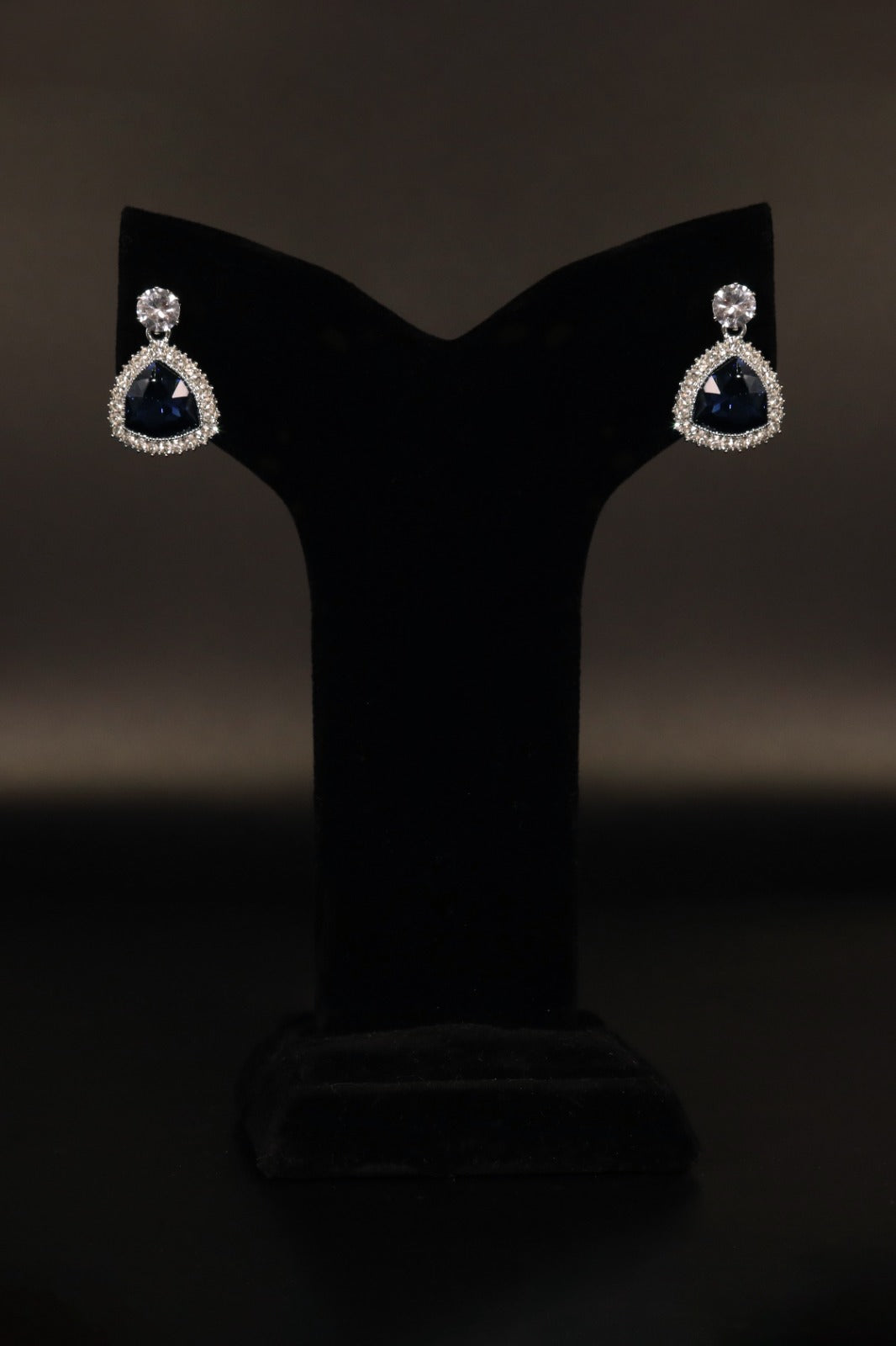 Silver-Tone Blue Gemstone Earrings