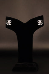 Modern White Gold/Silver Floral Stud