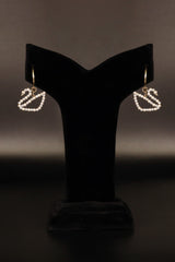 Elegant Pearl Swan Dangle Hoop Earrings
