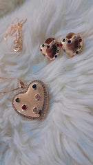 1 karat gold plated hear set with muti stones